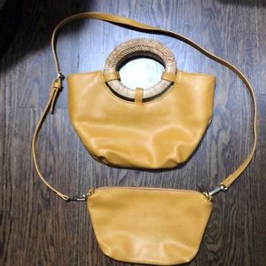 ANTHROPOLOGIE Mustard color Bag set with detachable strap to use on either bag.